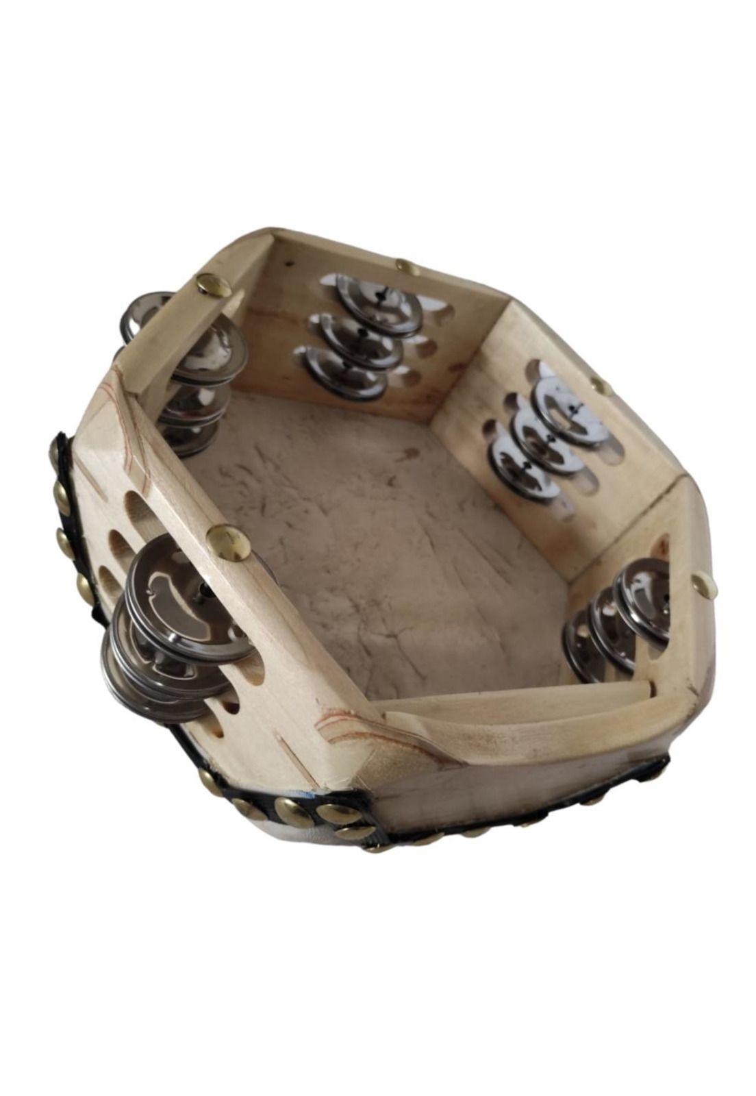 Pandero cuequero hexagonal 8" Mlion 3 Filas Negro-1