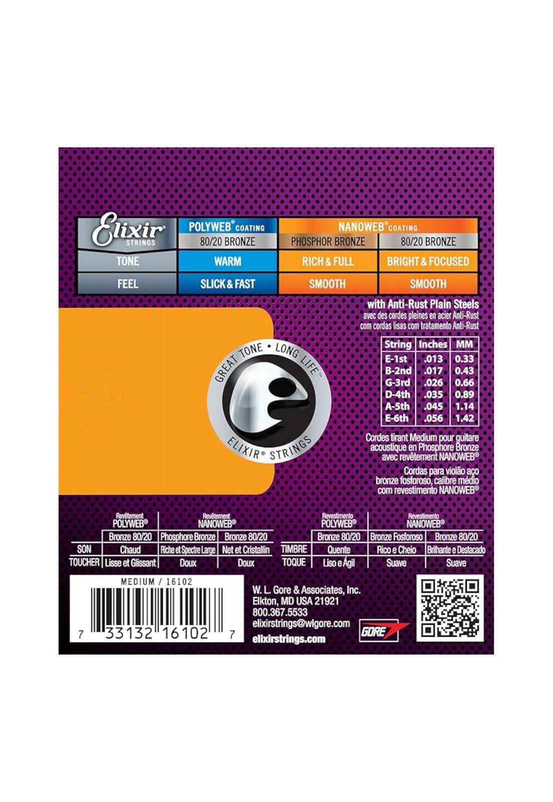 Cuerdas para guitarra acústica Elixir 16102-1