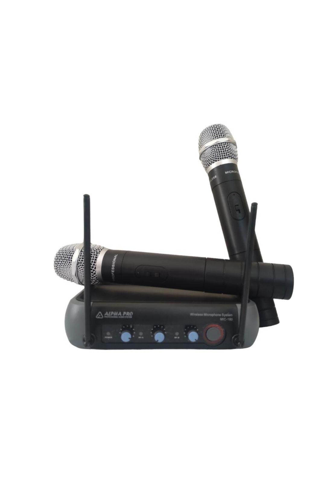 Sistema Doble Microfono Inalambrico de Mano Alpha Pro MIC-180-0