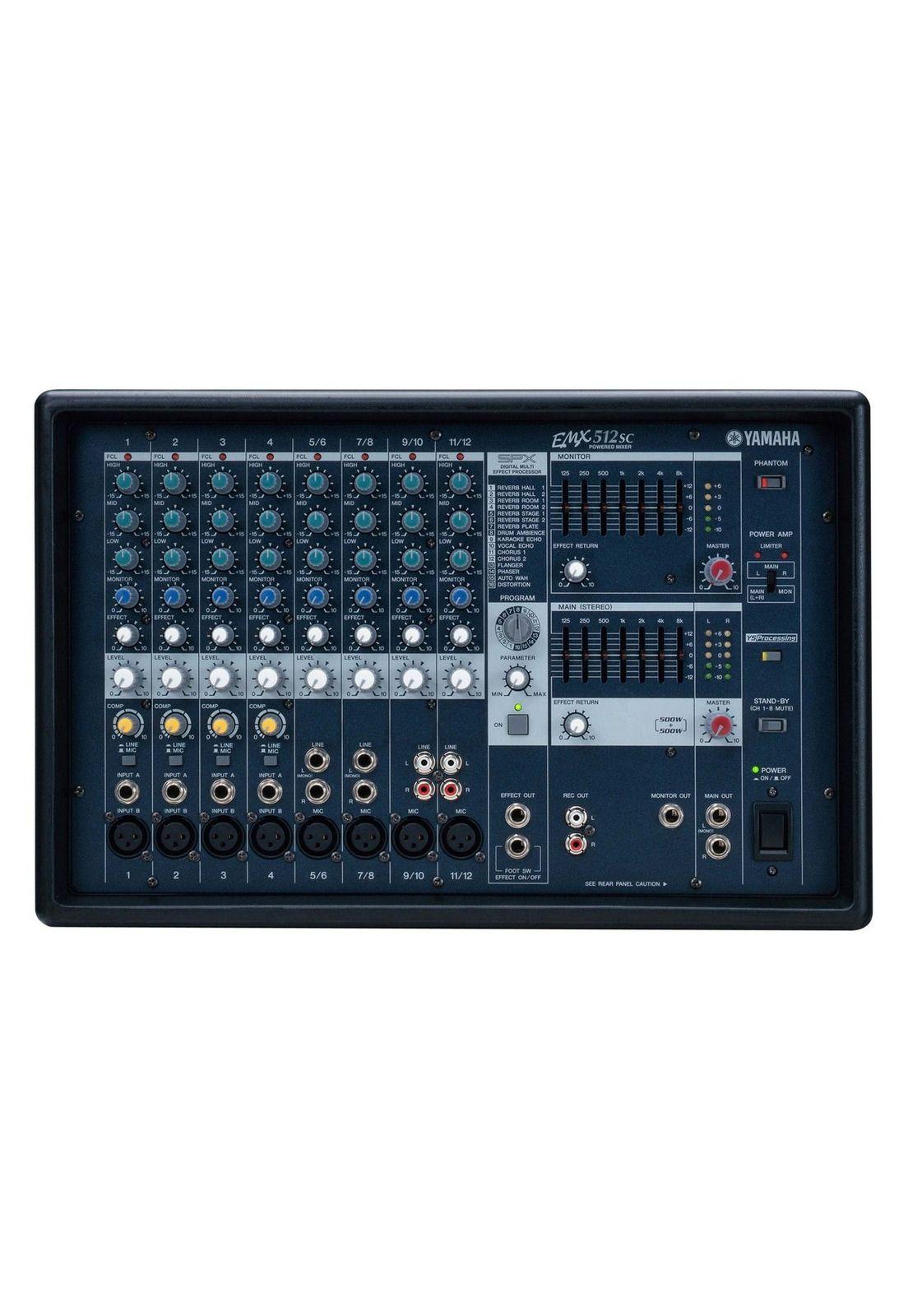 CONSOLA ACTIVA CON EFECTOS Y ECUALIZADOR DE 12 CANALES YAMAHA EMX512SC-1
