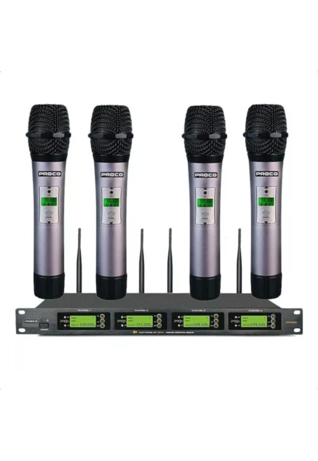 Set 4 Microfonos Inalambricos UHF Proco PR4000-0