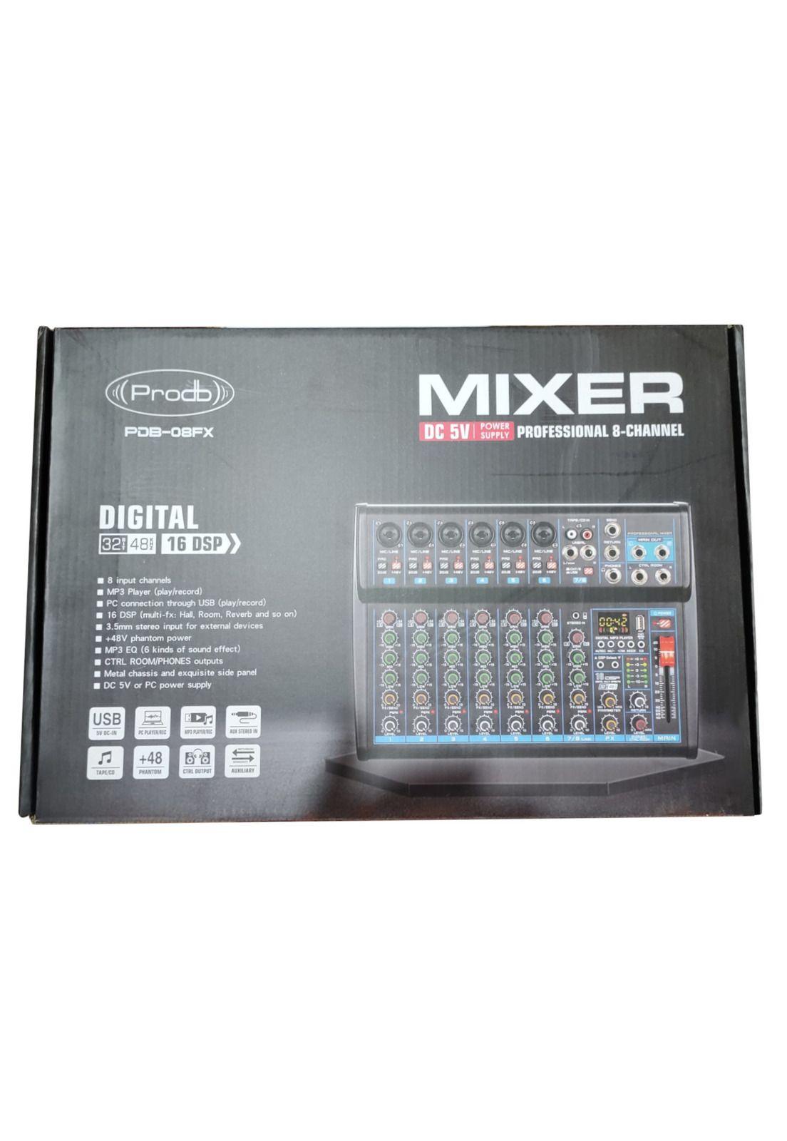 Mixer Analogo 8 canales Prodb PDB-08FX-2