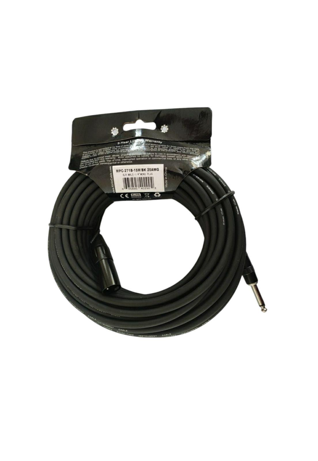 Cable XLR-Plug 6,3mm de 15 mt Kirlin MPC-271B/BK 15M-1