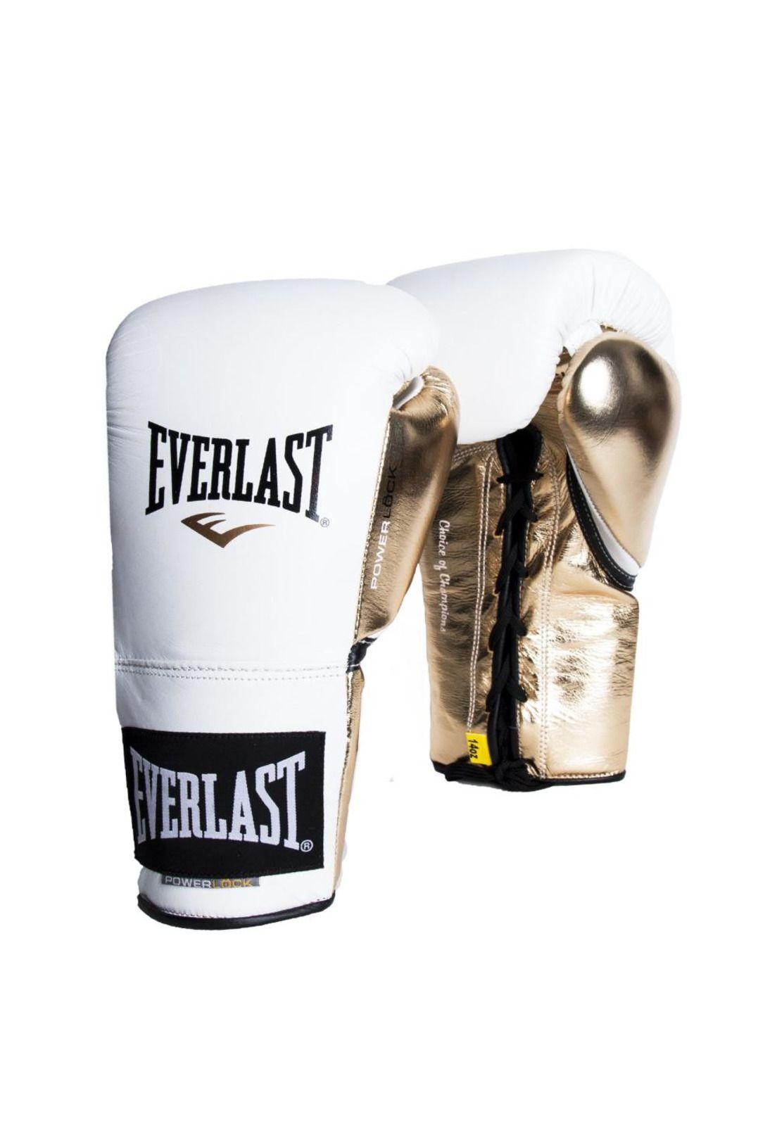 Guantes De Box Powerlock Laced Blanco Dorado Everlast-0