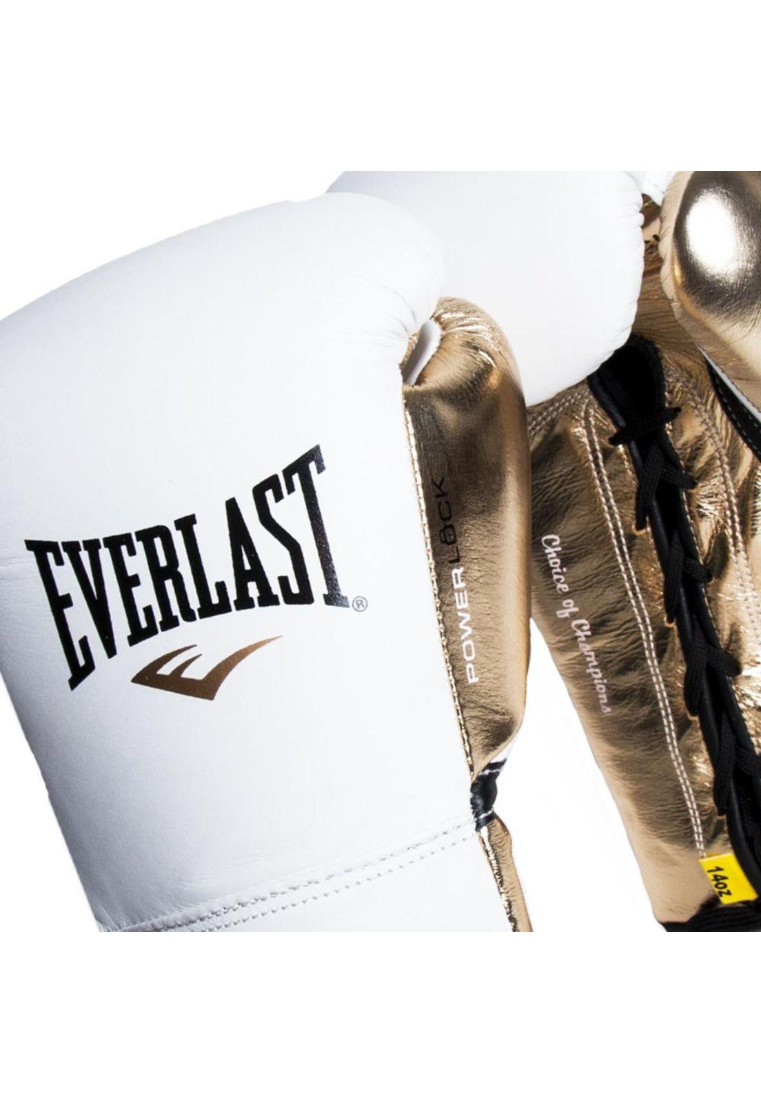 Guantes De Box Powerlock Laced Blanco Dorado Everlast-2