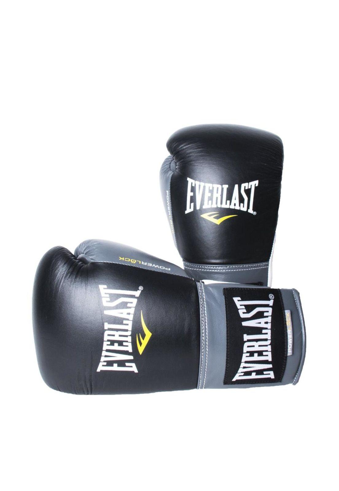 Guantes De Box Powerlock Laced Negro Gris Everlast-1