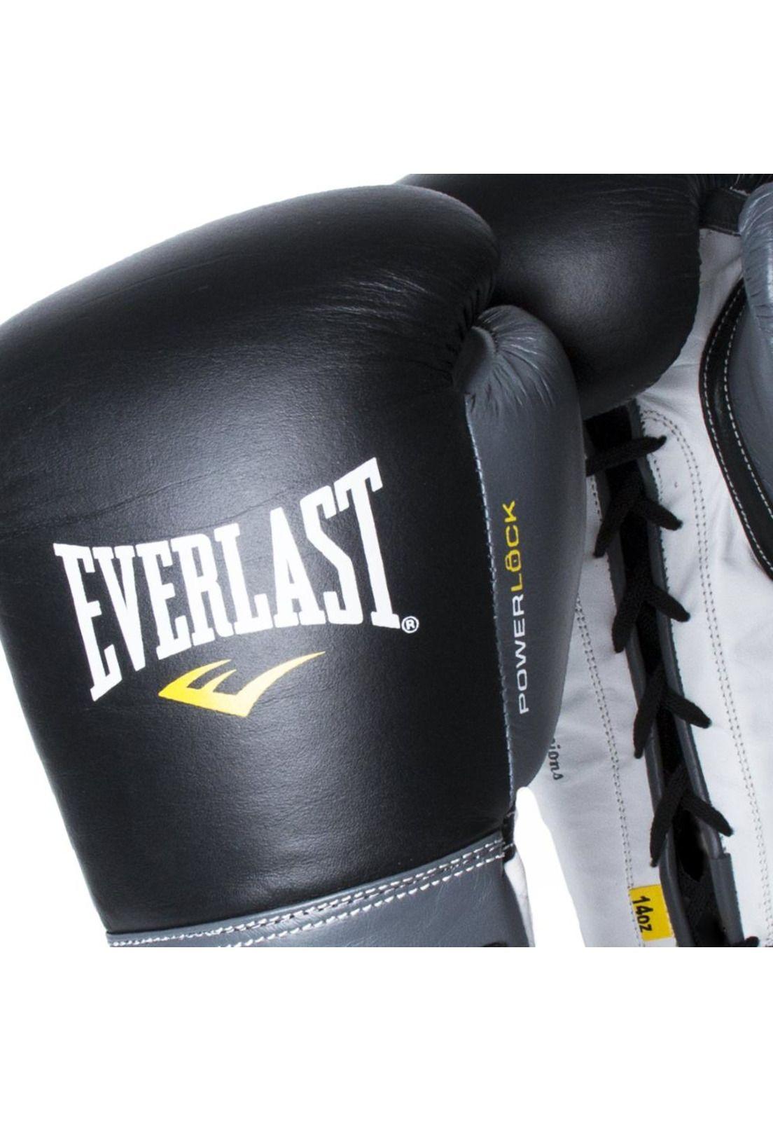 Guantes De Box Powerlock Laced Negro Gris Everlast-2