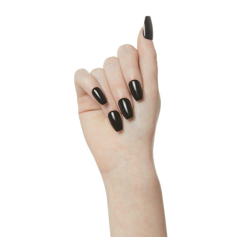 Uñas Impress Color All Black Coffin Shape-3