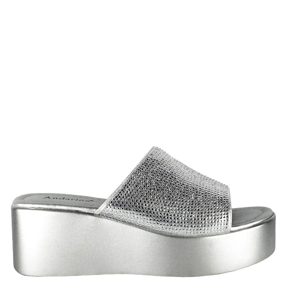 Sandalia Glam Plateada Takones-0