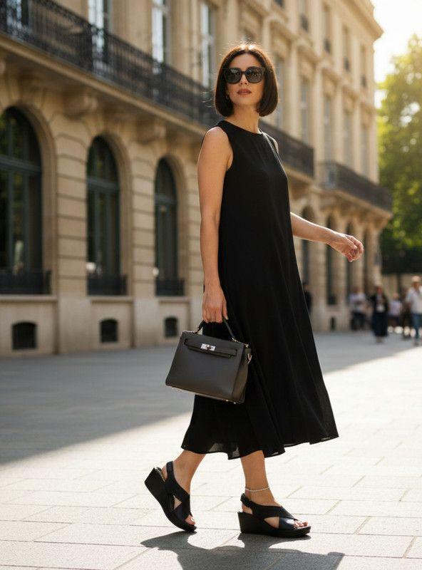 Sandalia New Walk Tiras Cruzadas Negro-1