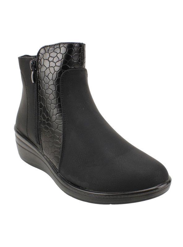 Botín New Walk Reptil Confort Negro-2