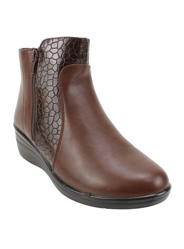 Botín New Walk Reptil Confort Café-2