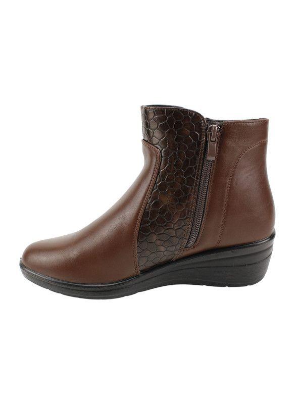 Botín New Walk Reptil Confort Café-3