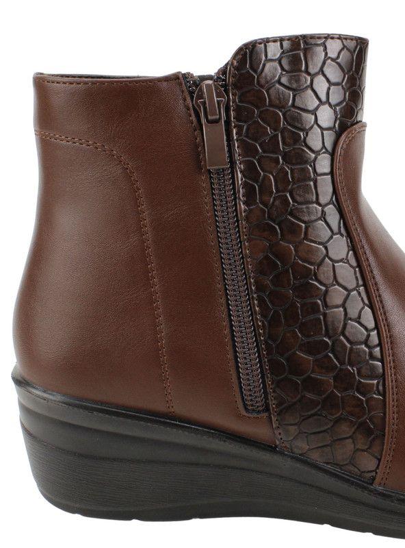 Botín New Walk Reptil Confort Café-4