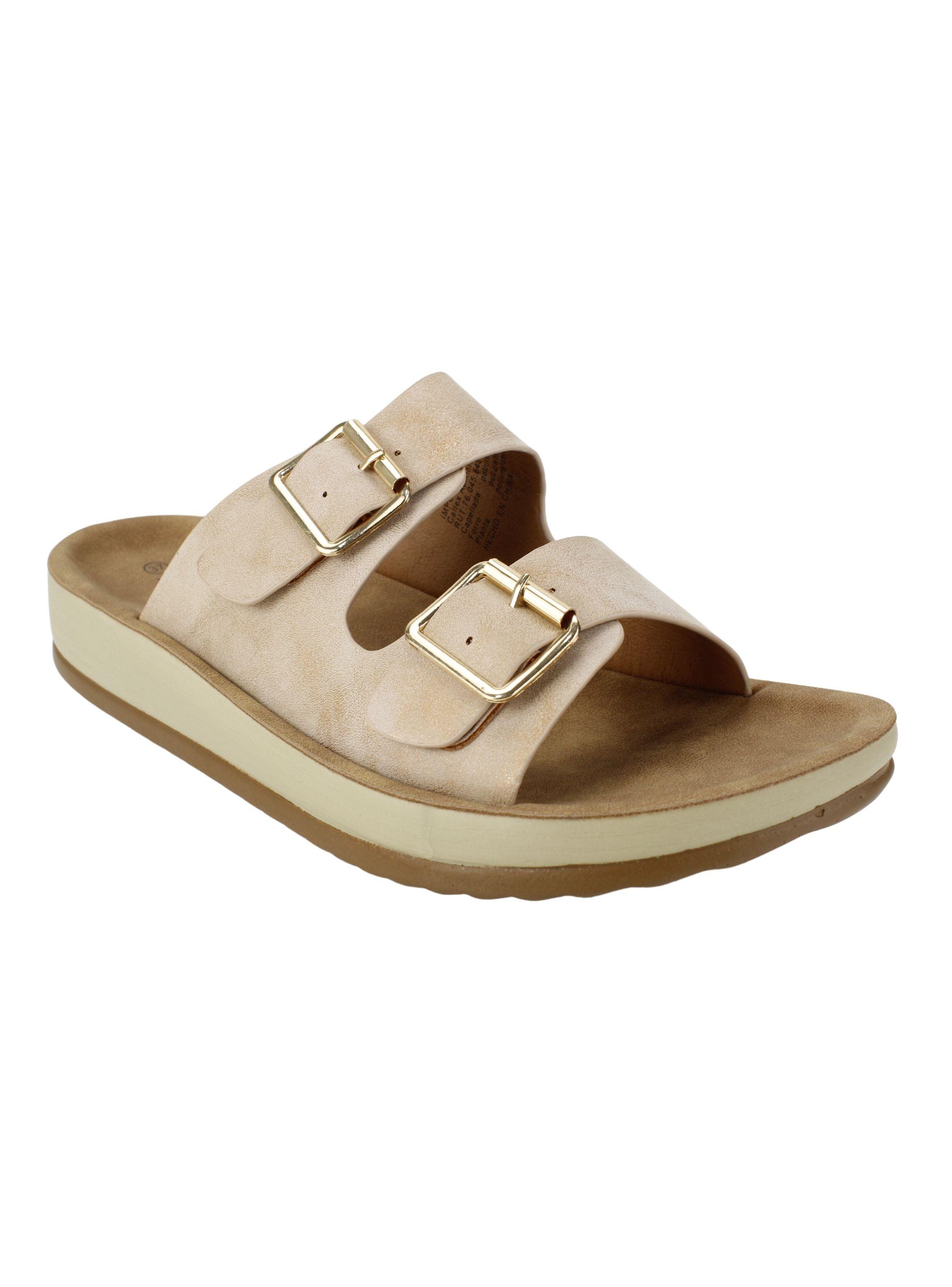 Sandalia New Walk Doble Hebilla Dorada-1