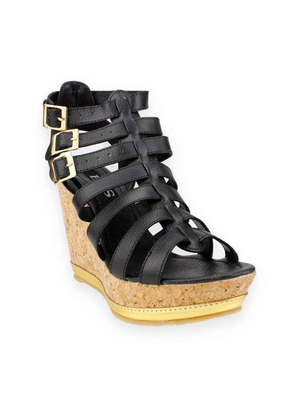 Sandalia Exs Cintas Cuero Negra-1