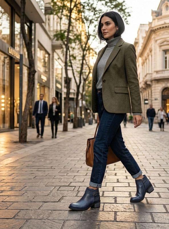 Botín Palm Corto Cuero Azul Marino-1