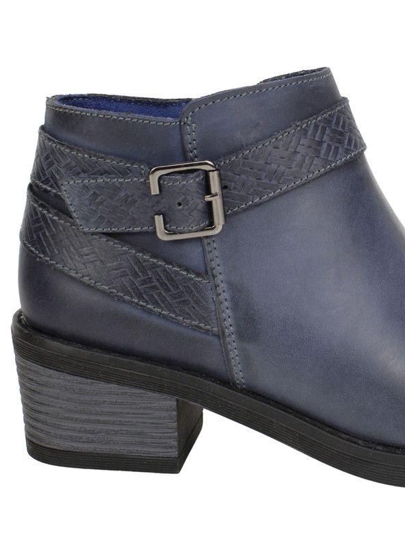 Botín Palm Corto Cuero Azul Marino-4