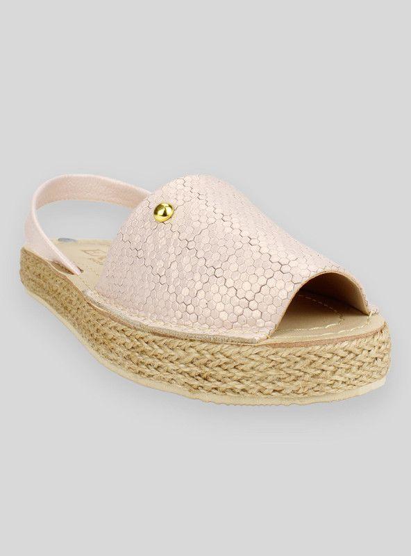 Sandalia Exs Hexágonos Cuero Rosa-1