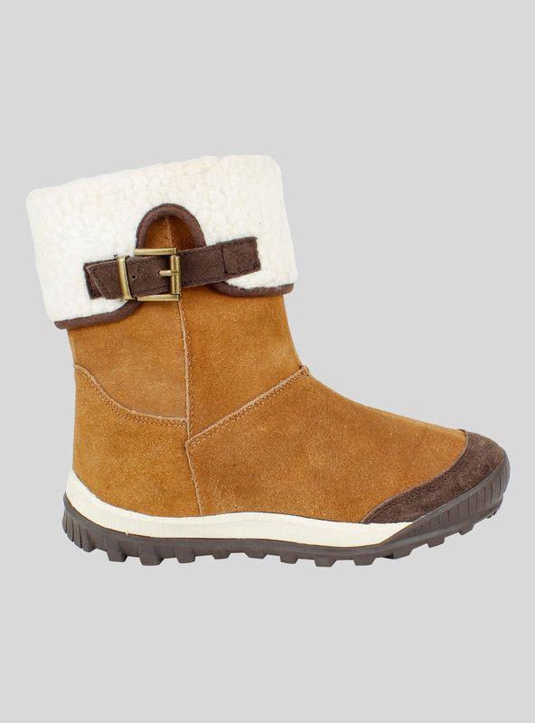 Botin New Walk Cuero Peludo Camel-0
