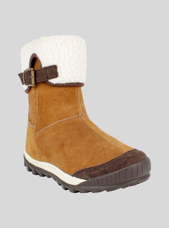 Botin New Walk Cuero Peludo Camel-1