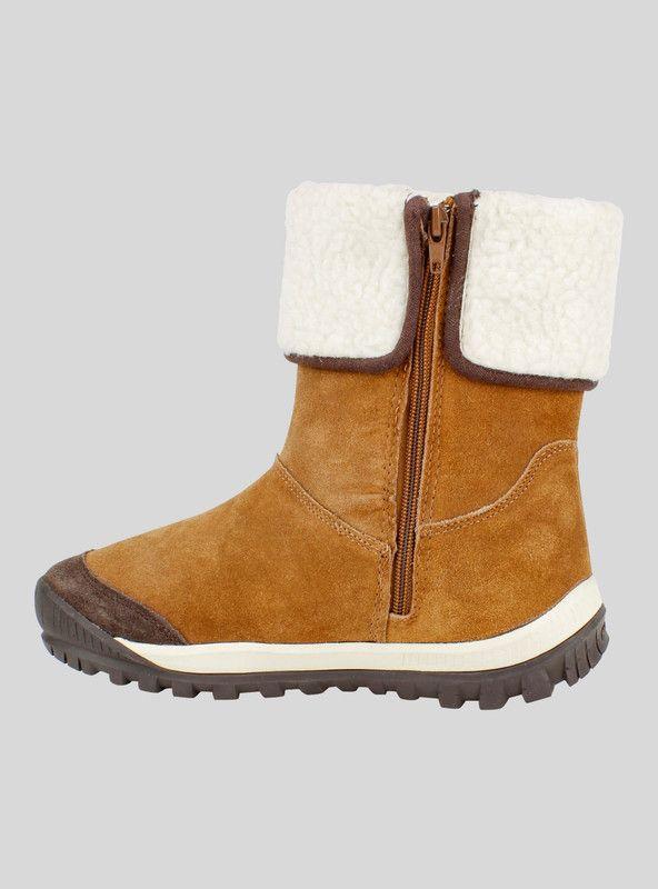 Botin New Walk Cuero Peludo Camel-2