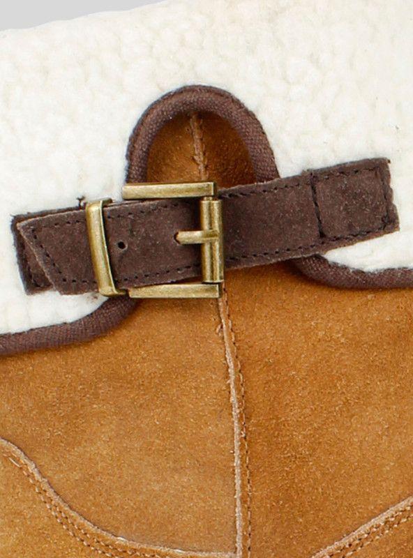 Botin New Walk Cuero Peludo Camel-3