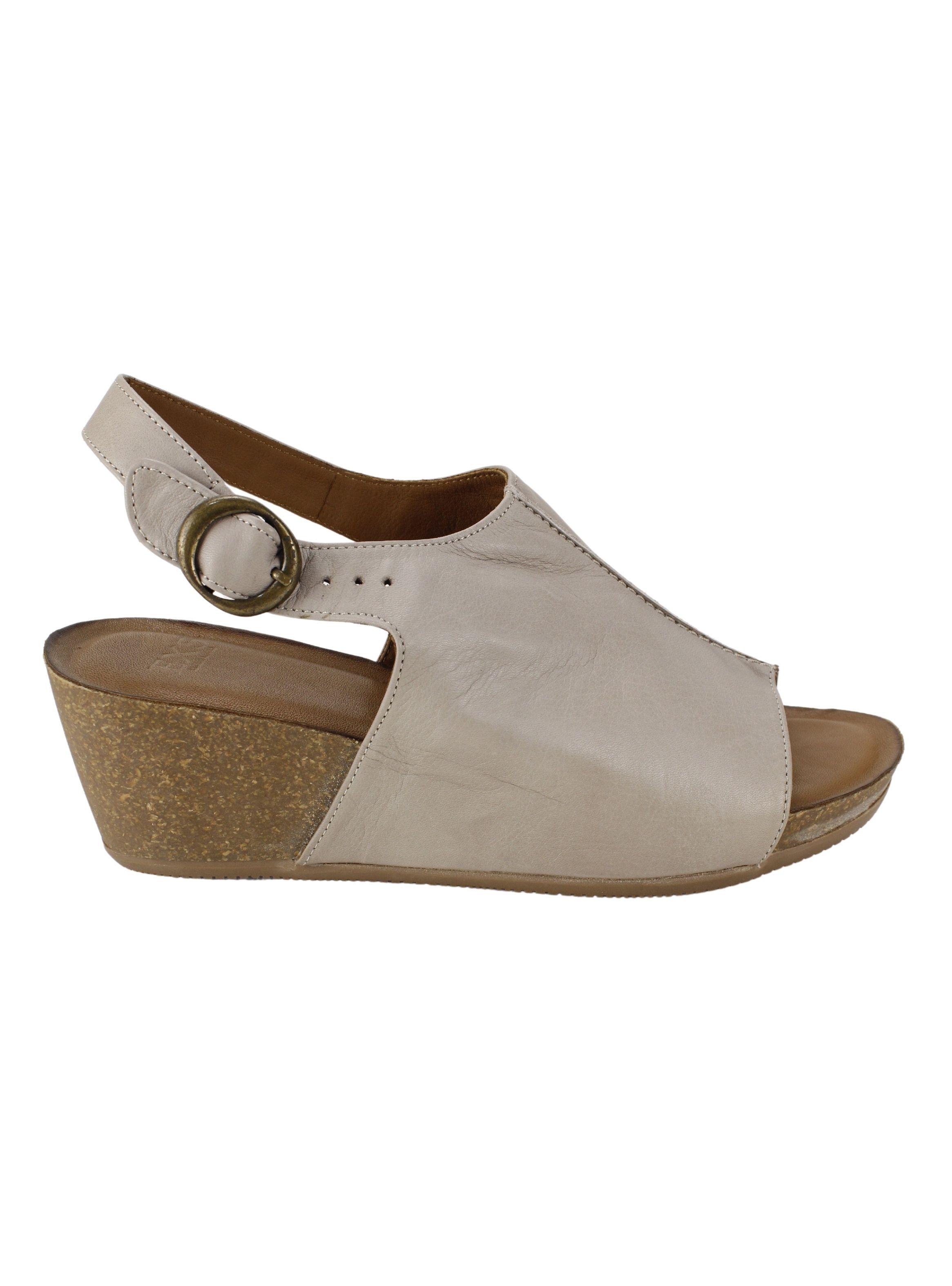 Sandalia Exs Cuña Cuero Beige-0