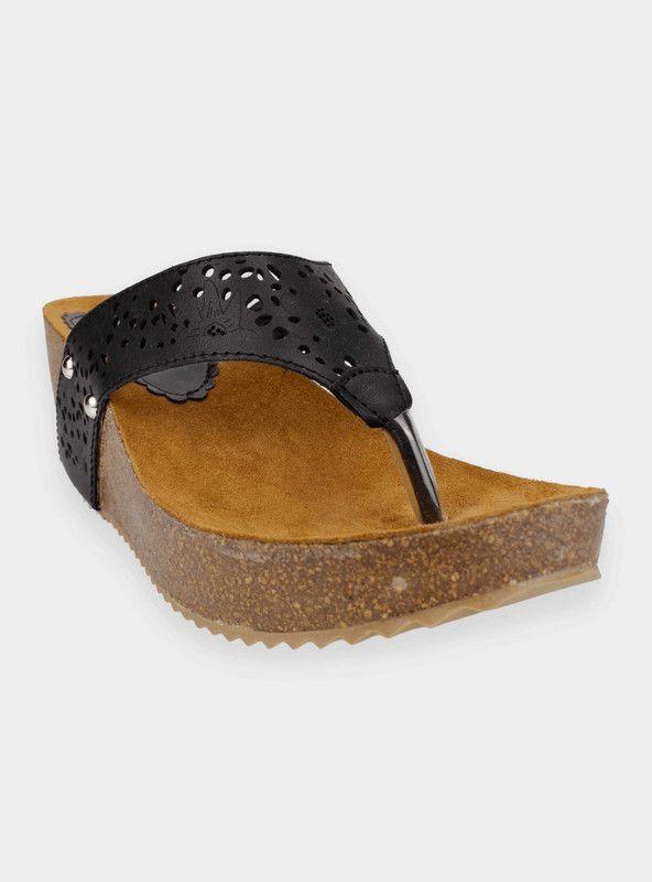 Sandalia New Walk Troquelada Slip On Negra-1