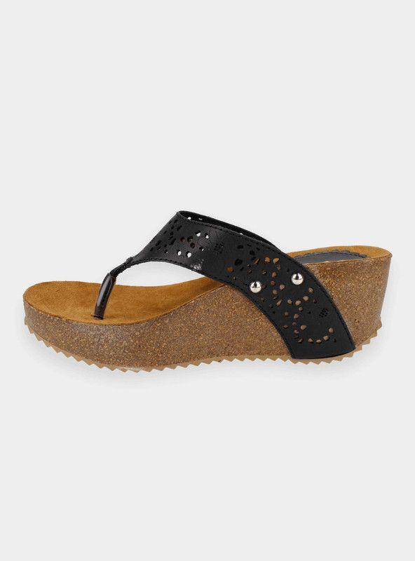 Sandalia New Walk Troquelada Slip On Negra-2