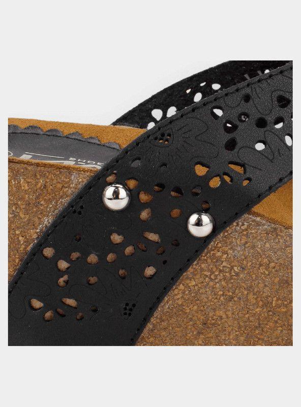 Sandalia New Walk Troquelada Slip On Negra-3