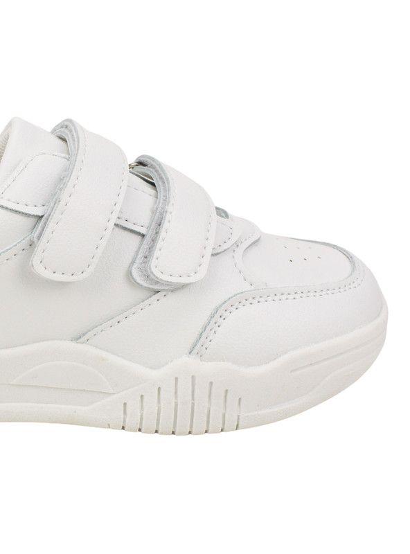 Zapatilla New Walk Velcro Doble Escolar Blanca-4