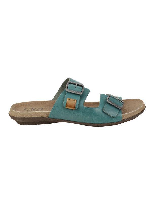 Sandalia Exs Broches Cuero Turquesa-0