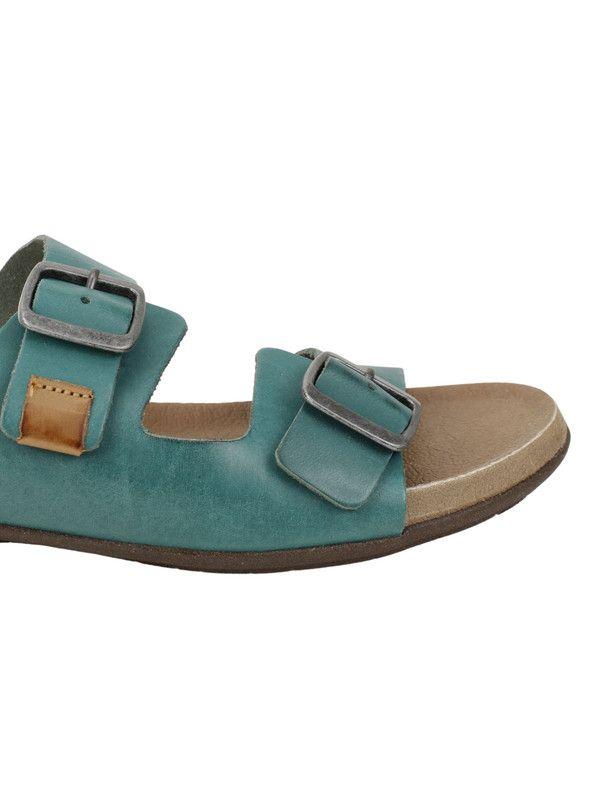 Sandalia Exs Broches Cuero Turquesa-3