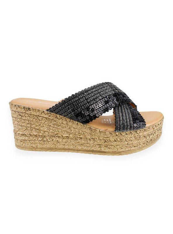 Sandalias New Walk Lentejuelas Negra-0