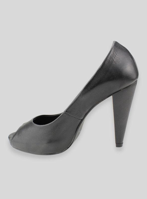 Zapato Exs  Taco Aguja Cuero Negro-2