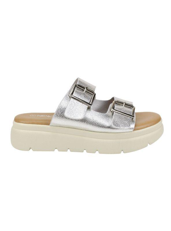 Sandalia New Walk Plataforma Plateada-0