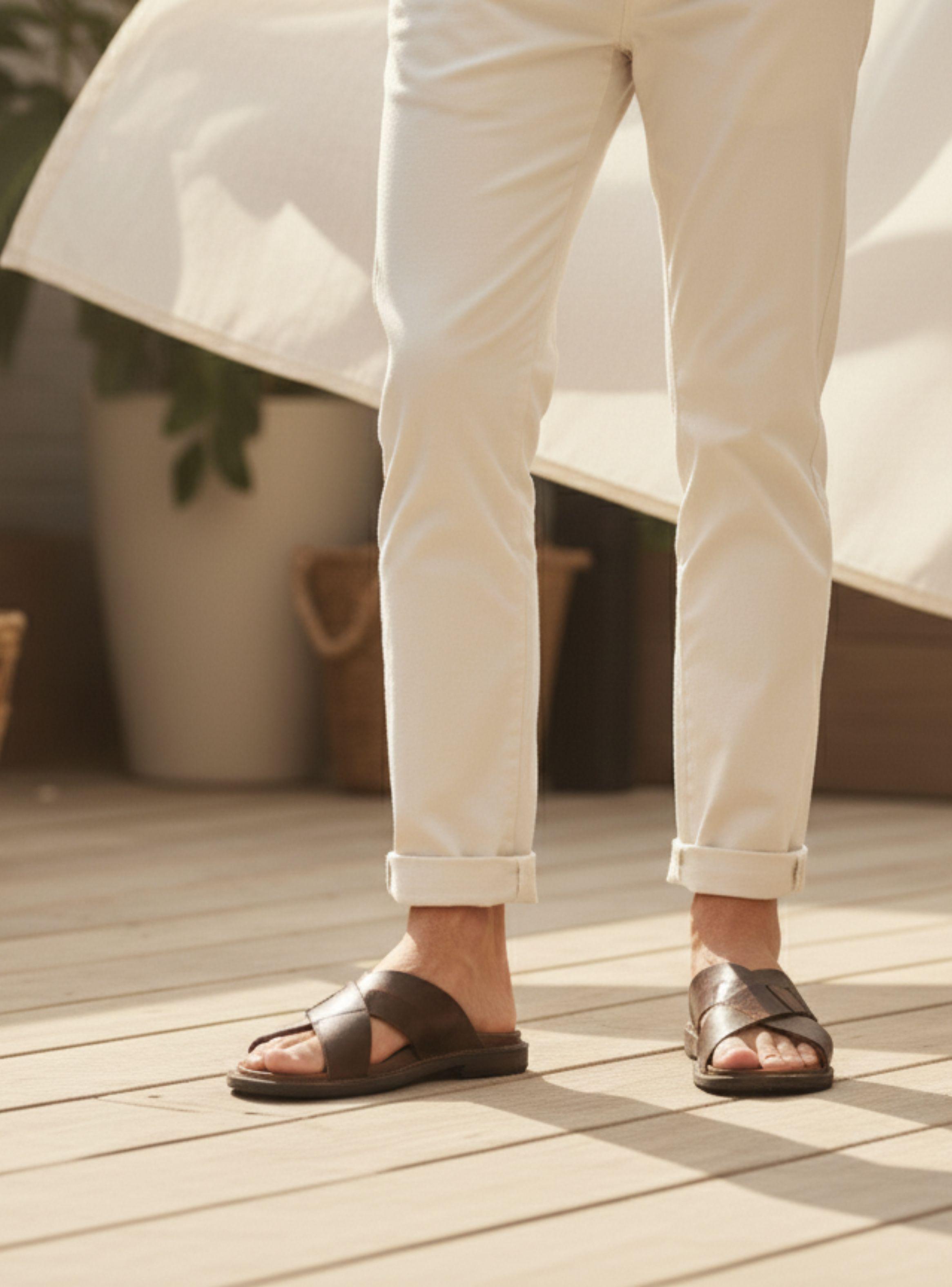 Sandalia Kildare Doble Tiras Cuero Café-1