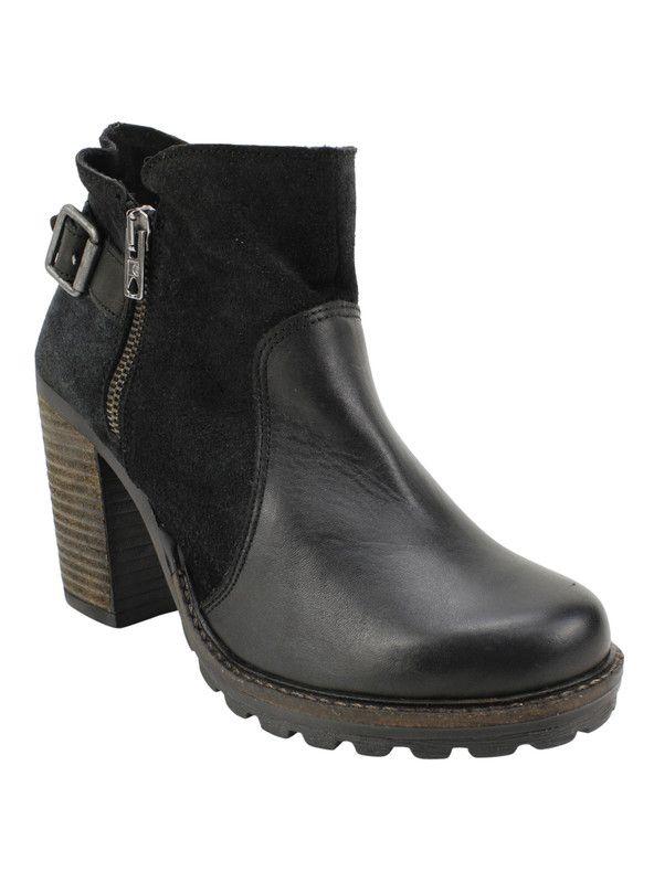Botín Carmela Broche Gamuza Negro-2