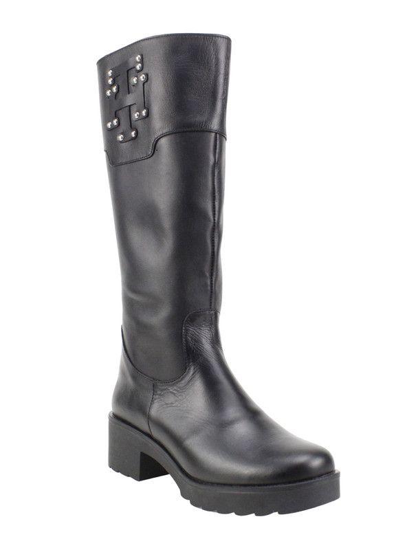 Bota Exs Plataforma Cuero Negro-2