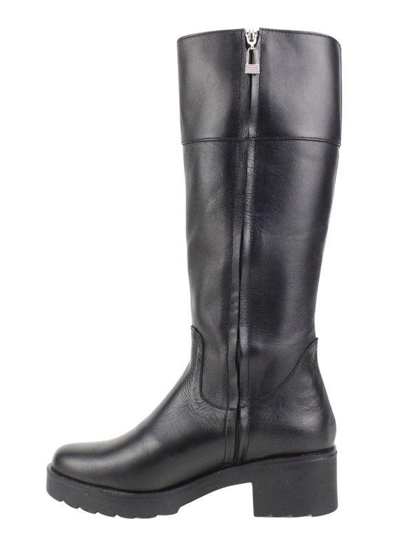 Bota Exs Plataforma Cuero Negro-3