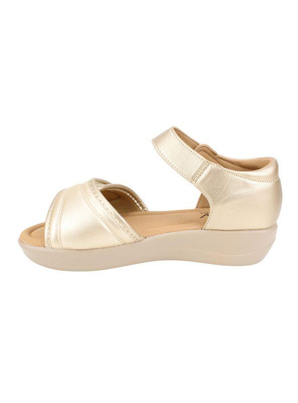 Sandalia New Walk Texturas Velcro Dorada-3