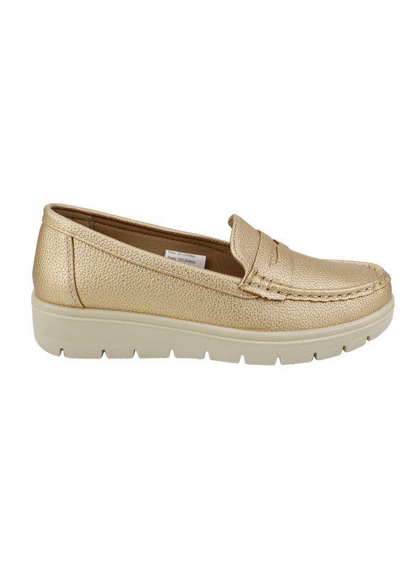 Mocasín New Walk Plataforma Confort Dorado-0