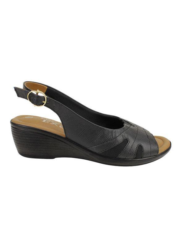 Sandalia Exs Texturas Cuero Negro-0