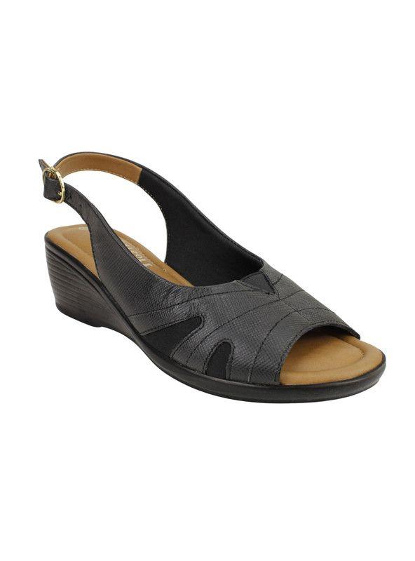 Sandalia Exs Texturas Cuero Negro-1