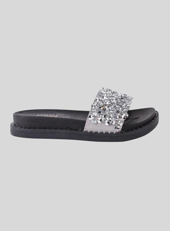 Sandalia Xti Slip On Brillos Plateada-0