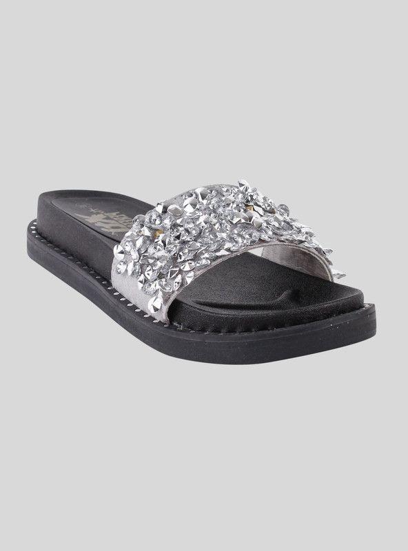Sandalia Xti Slip On Brillos Plateada-1