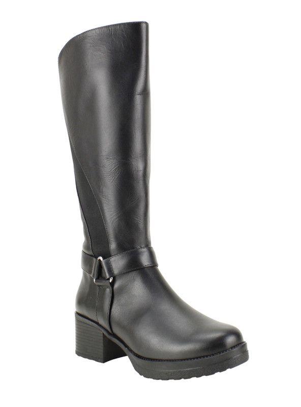 Bota Exs de Cuero Plataforma Negra-1
