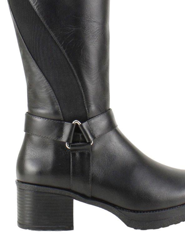 Bota Exs de Cuero Plataforma Negra-3