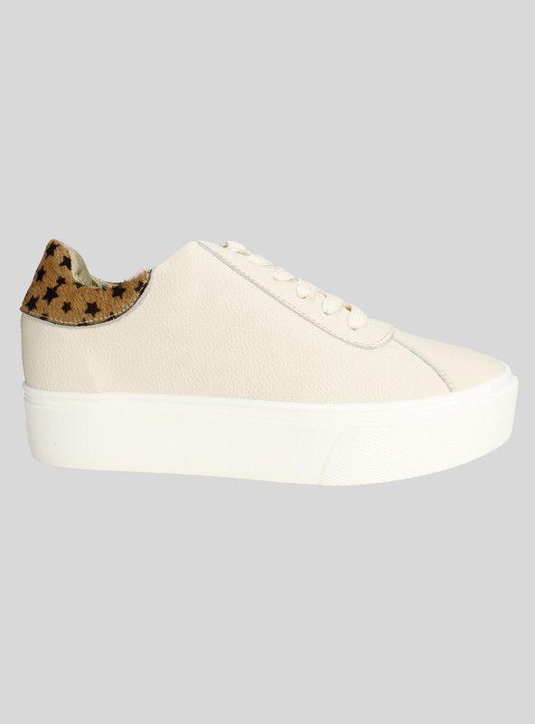 Zapatilla Exs Estrellas Cuero Beige-0